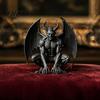 Dark Fantasy Home Decor Gargoyle Figurine, Medieval Winged Statue, Resin Gothic Office Ornament Horn Demon for Bookshelf Desk Architectural Figure