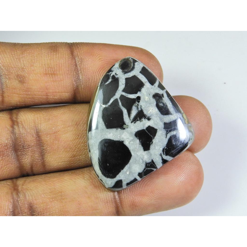 Natural Black Septarian Cabochon Designer Pear Loose Gemstone 28X37MM 54Cts. ET-217