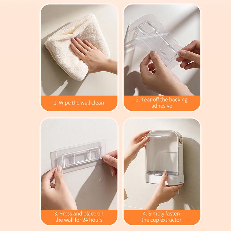 Wall-Mounted No-Drill Disposable Cup Dispenser Household Paper Cup Holder Dustproof Cup Storage Rack