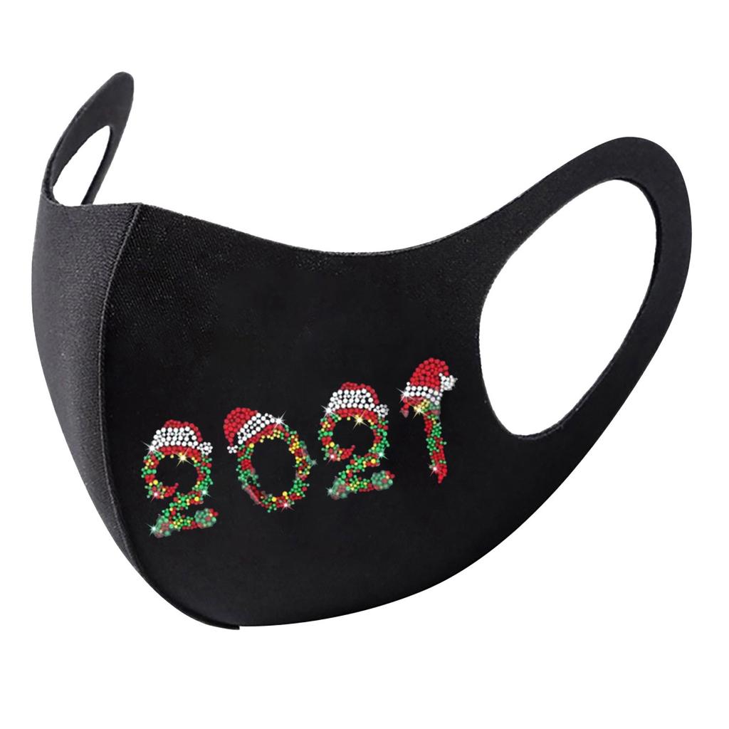 Women Christmas Ice Silk Hot Drilling Rhinestone Face Fashionable Washable Mask
