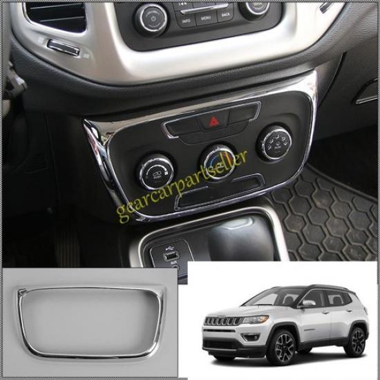 For Jeep Compass 17-2021 Glossy Chrome Center Console AC Switch Frame Trim 1pc