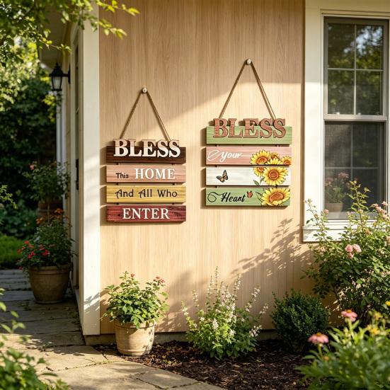 Xiaobudian Vertical Wooden Slogan Sign, Rustic Country Retro Style, Easy Install Wall Art Decor, for Home Kitchen Cafe Garden Decoration