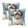 Shih Tzu On The Beach 2 Pcs Square Pillowcase Pillow Cover Cushion Zip Decorative Comfort Throw Pillow For Home Bedroom