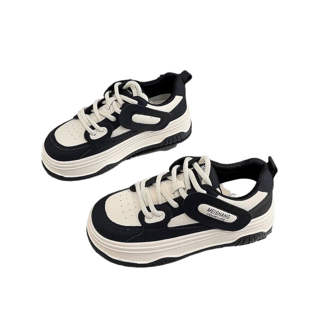 Sky high value sports high top niche panda shoes thick sole versatile black and white color matching small white board shoes