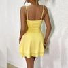 European and American Summer Solid Color Slim Fit Double-layer Hem Camisole Backless Dress