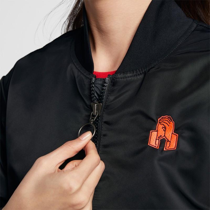 Nike Logo Print Pocket Detail Long Sleeve Cotton Jacket Women jackets Black BV9000-010