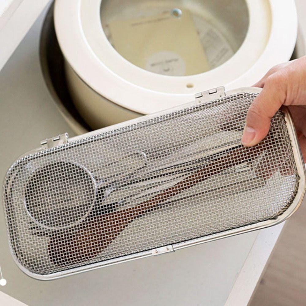Stainless Steel Mesh Cutlery Basket Ventilated Cutlery Box Cutlery Cleaning Basket  Dishwasher
