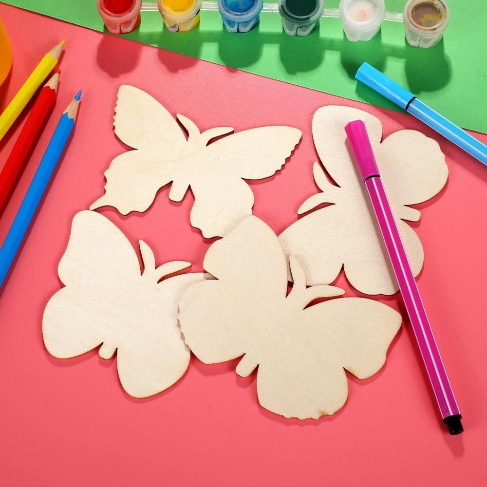 40pcs Butterfly Unfinished Wooden Blank Wood Butterfly Shaped Slices Cutouts for Birthday DIY Painting Tags Wedding Home Decorations