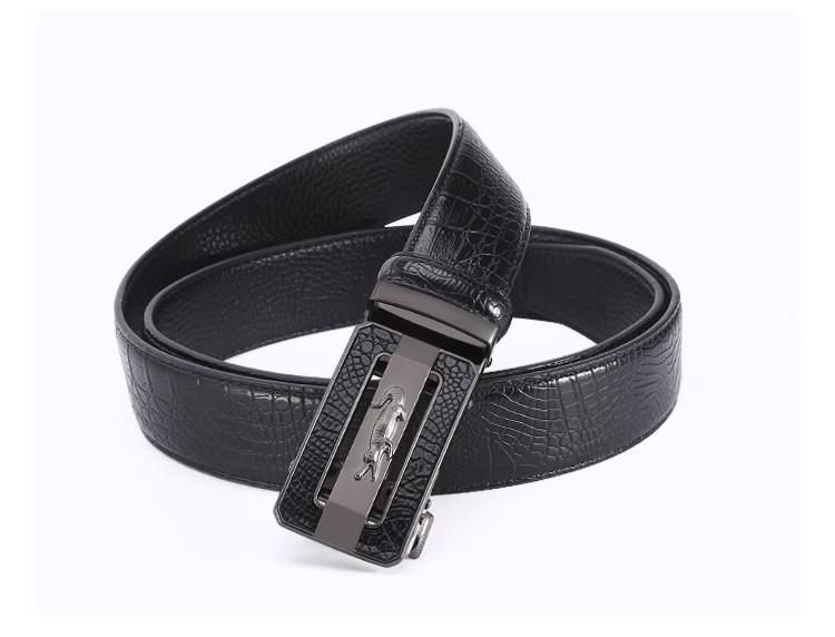 2025 Men's Leather Belt, Automatic Buckle, Crocodile Pattern, Business Casual, Cowhide Waist Belt for Middle-Aged and Elderly.