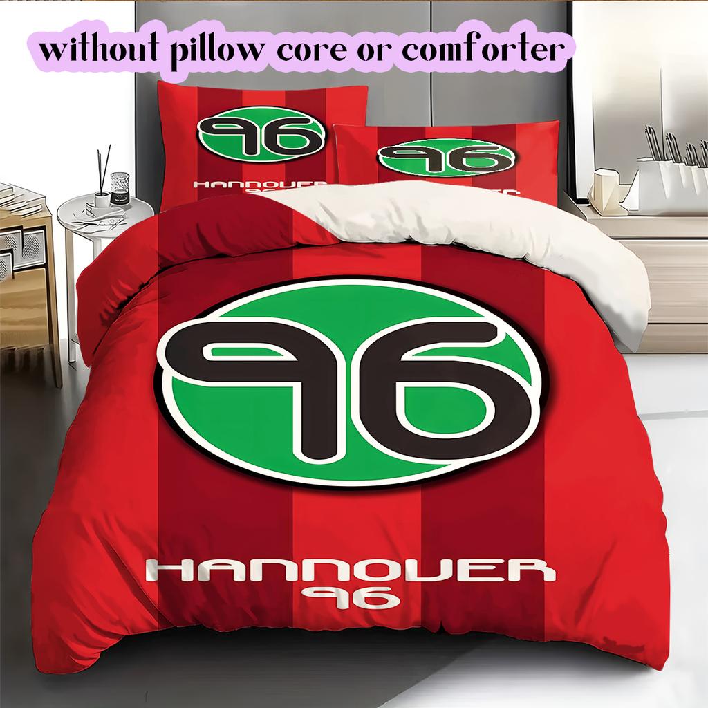 Hannover 96 Pattern Bedding Quilt Set Quilt Cover Pillowcase Home Decoration Birthday Gift (1 * Duvet Cover + 2 * Pillowcase, Without Core)