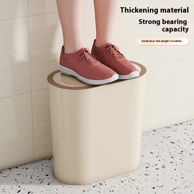 Papelera Lateral Estrecha con Tapa Cubos de Basura Tipo Pulsador Colores Sólidos Puede Botes de Basura DIY Cubo de Basura de Cocina Cubos para Baño del Hogar