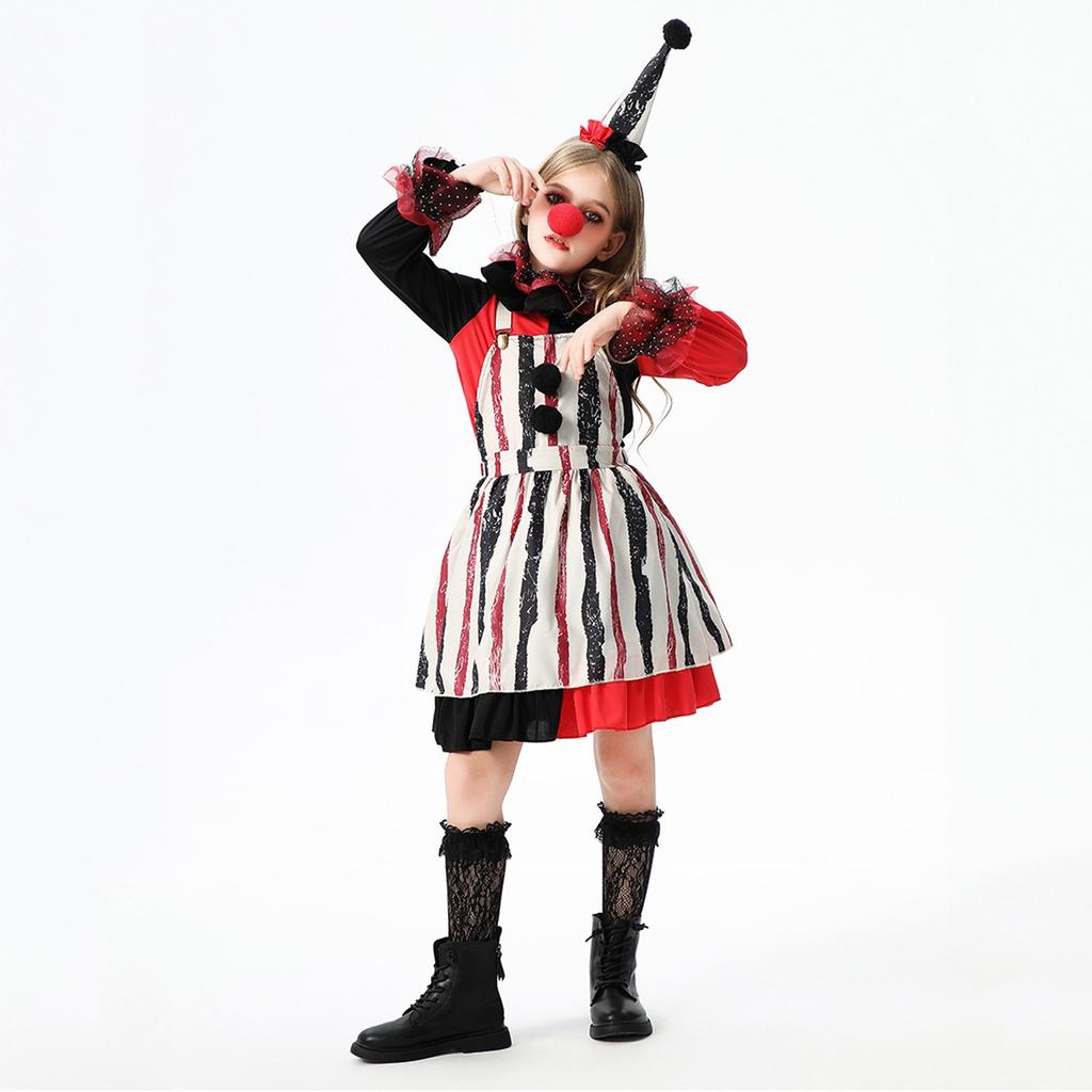 Children's Fashion Halloween Funny Costumes Horror Dolls Soul-breaking Clown Dress