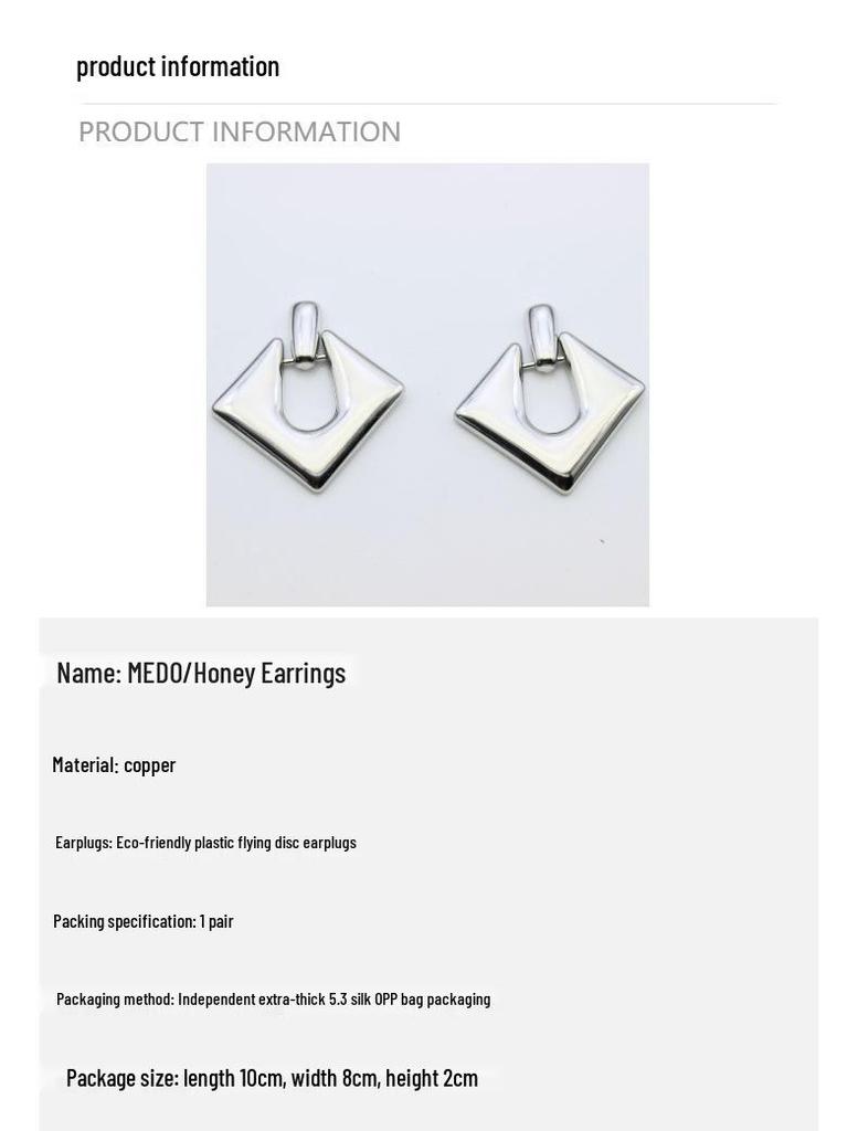 S925 Silbernadel High-End Quadratische Geometrische Rhombus Ohrringe für Frauen - Europäischer und Amerikanischer Stil