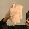 Cute Open Finger Touch Screen Plush Five Finger Gloves For Women In Winter, Warm And Thick Velvet For Cycling Students