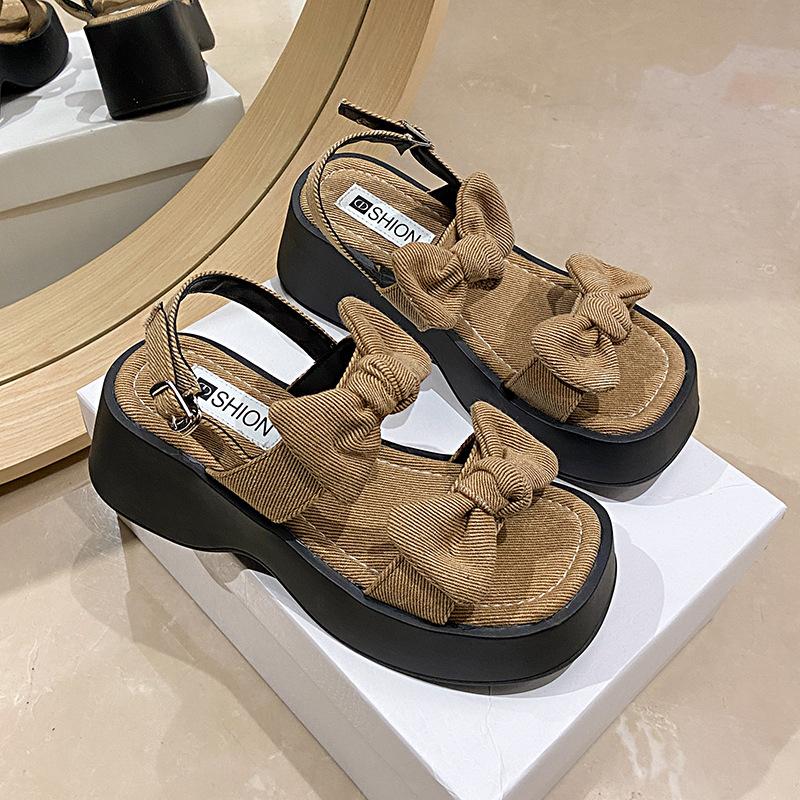 

Bottom cool slippers women s summer wear exquisite and beautiful bow sandals 2025 new beach shoes 40 хаки