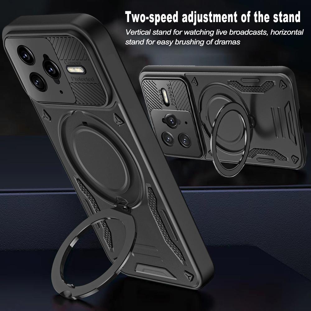 Luxuriöse hochwertige magnetische Hülle mit Rüstung für Xiaomi POCO F7 UItra Ringhalterung Bumper Schutzhülle
