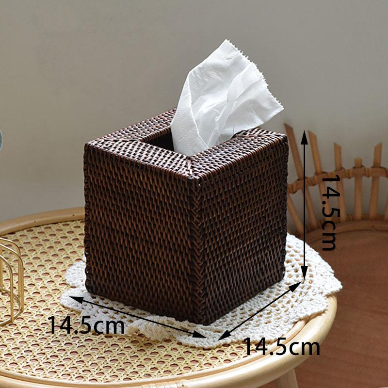 

Vintage Rattan Tissue Box Square Creative Handmade Rattan Weaving Paper Box Living Room Desktop Decoration Hotel Room Ornaments