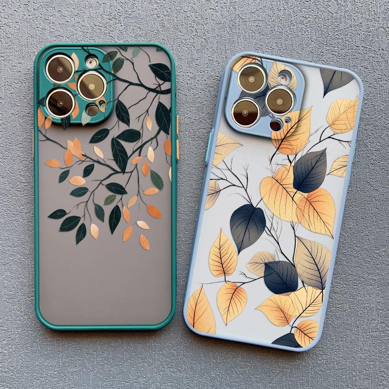 Vintage Flower Leaves Phone Case For iPhone 16 15 14 Pro Max Plus 13 12 11 Mini Pro Max X XR XS 8 7 Plus SE2 Shockproof Shells