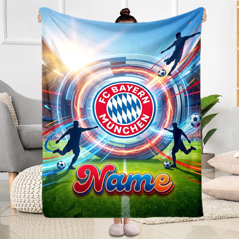Bayern Munich Jersey Personalized Text Blanket Multi-purpose Customizable Blanket Soft & Cozy for Seaside Nap Home Decor Living Room for All Occasions
