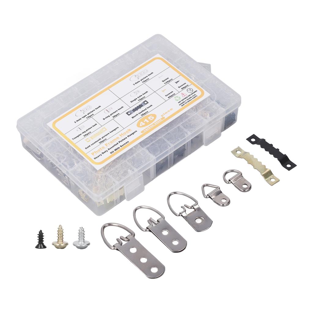 Bilderaufhänger-Set Schwerlast Sortiert Rahmenhaken mit Schrauben Transparente Box 7 Modelle