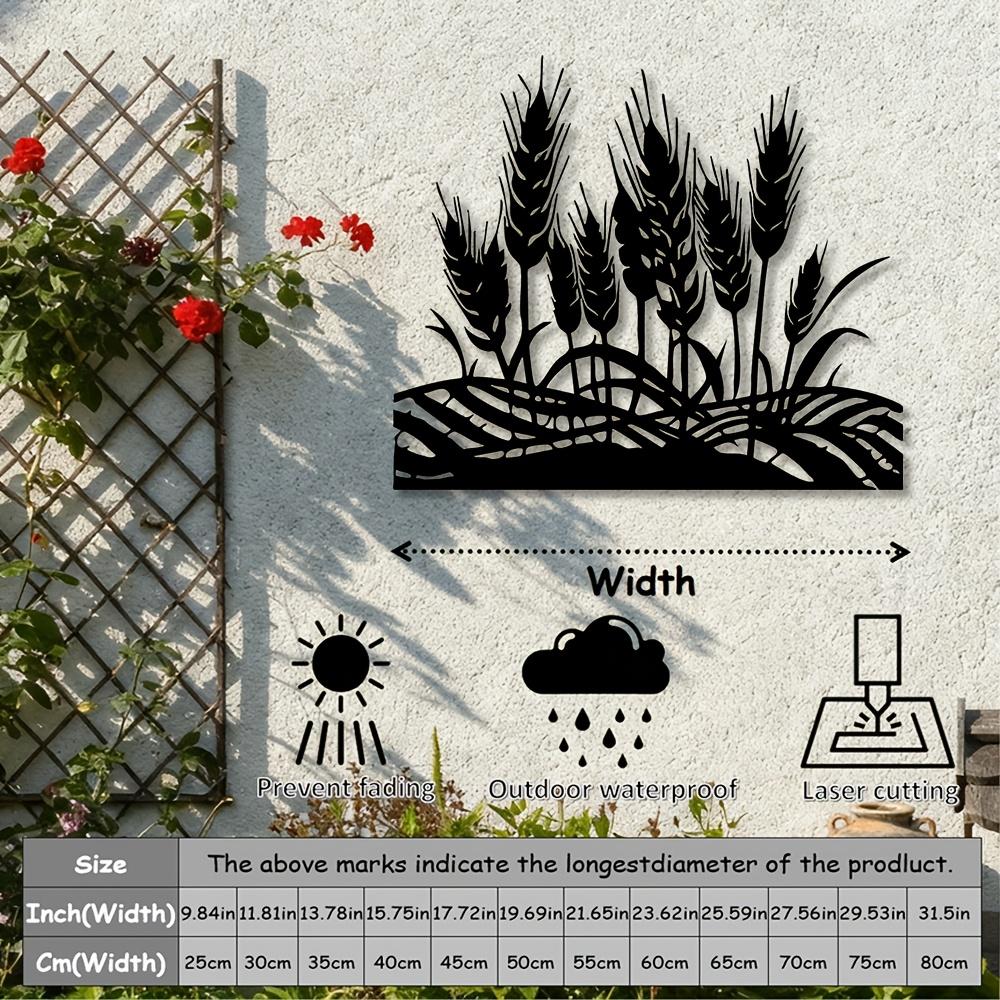 Wheat Field Metal Wall Art Iron Sculpture Farmhouse Home Decor Black 23.6in