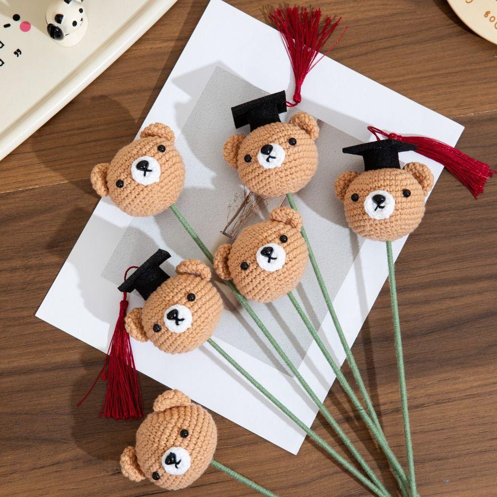 Hand Woven Yarn Graduation Knitted Flower Doctoral Hats Hand-knitted Flowers Home Decor