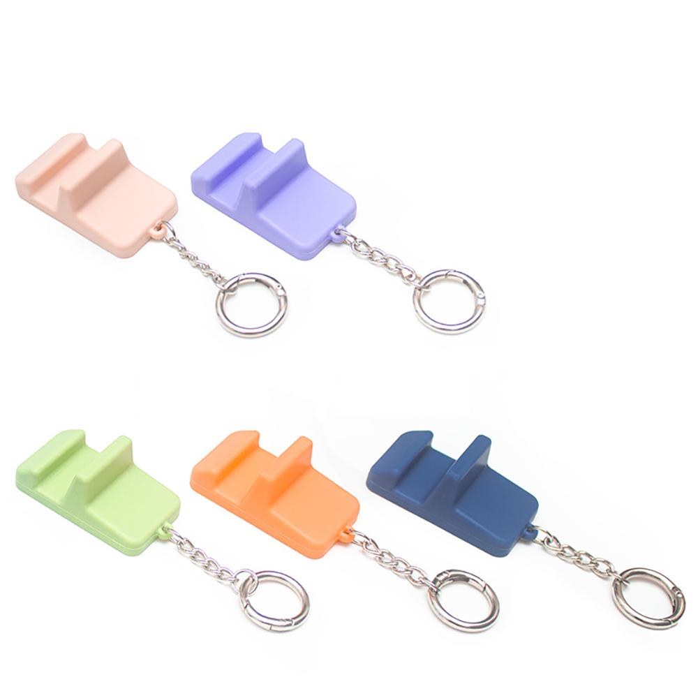 Portable Cell Phone Stand Keychain Mobile Travel Desk Holder Anti-Lost Hanging Bracket Pocket Mini Silicone Support Dock Mount
