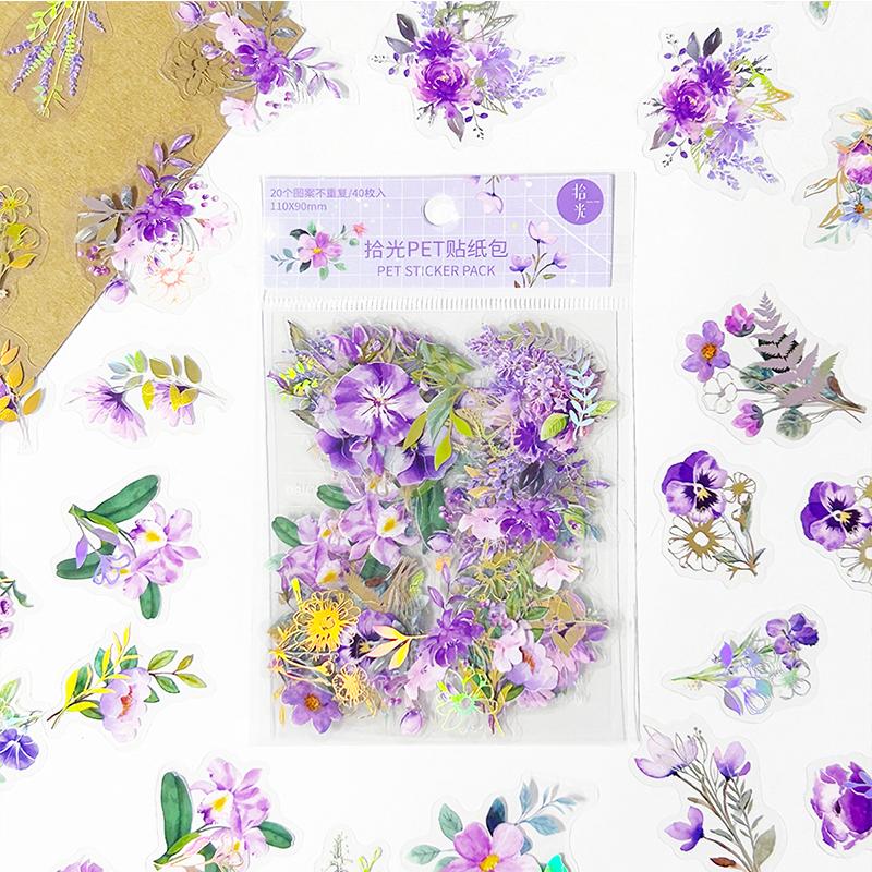 1-6Pcs/Bag Aesthetic Flower Stickers Pack Fresh Plant Hand Account Diy Material Decorative Stationery Stickers