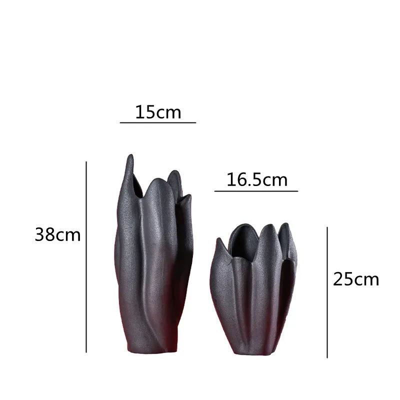 Keramikvase Schwarze Textur Unregelmäßige Keramikkunstwerke Blumenarrangement Hydroponik Zubehör Blumenvase Heimdekoration
