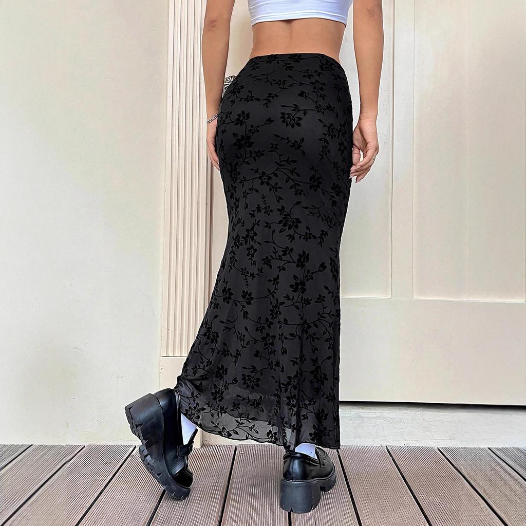 DAFIFY Lässige Röcke für Damen mit Blumenmuster und Frühlings-Sommer-Print