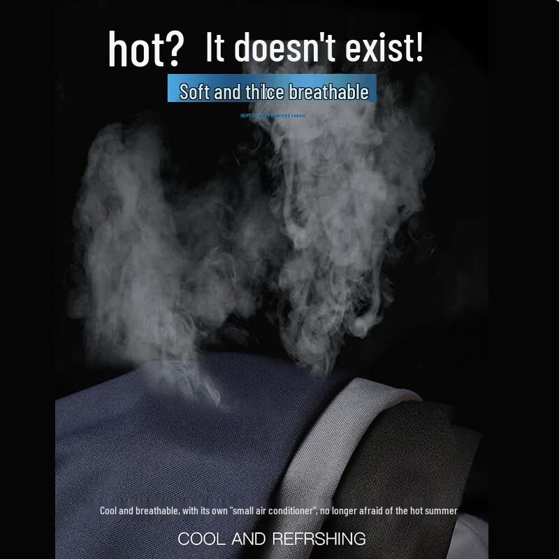 Hengyuanxiang Men's Summer Straight-Leg Stretch Business Casual Pants