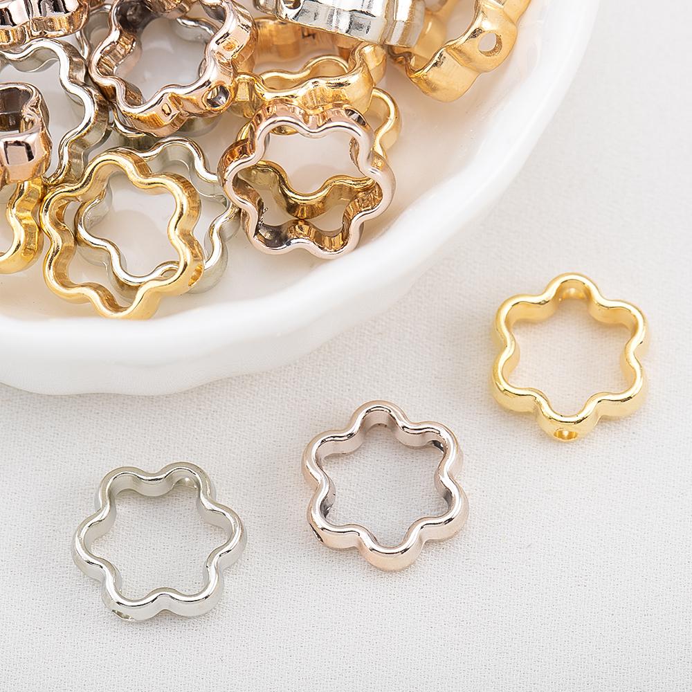 50pcs Two Hole CCB Square Love Heart Frame Spacer Beads DIY Necklace Bracelet Earrings Connectors Pendants Jewelry Accessories