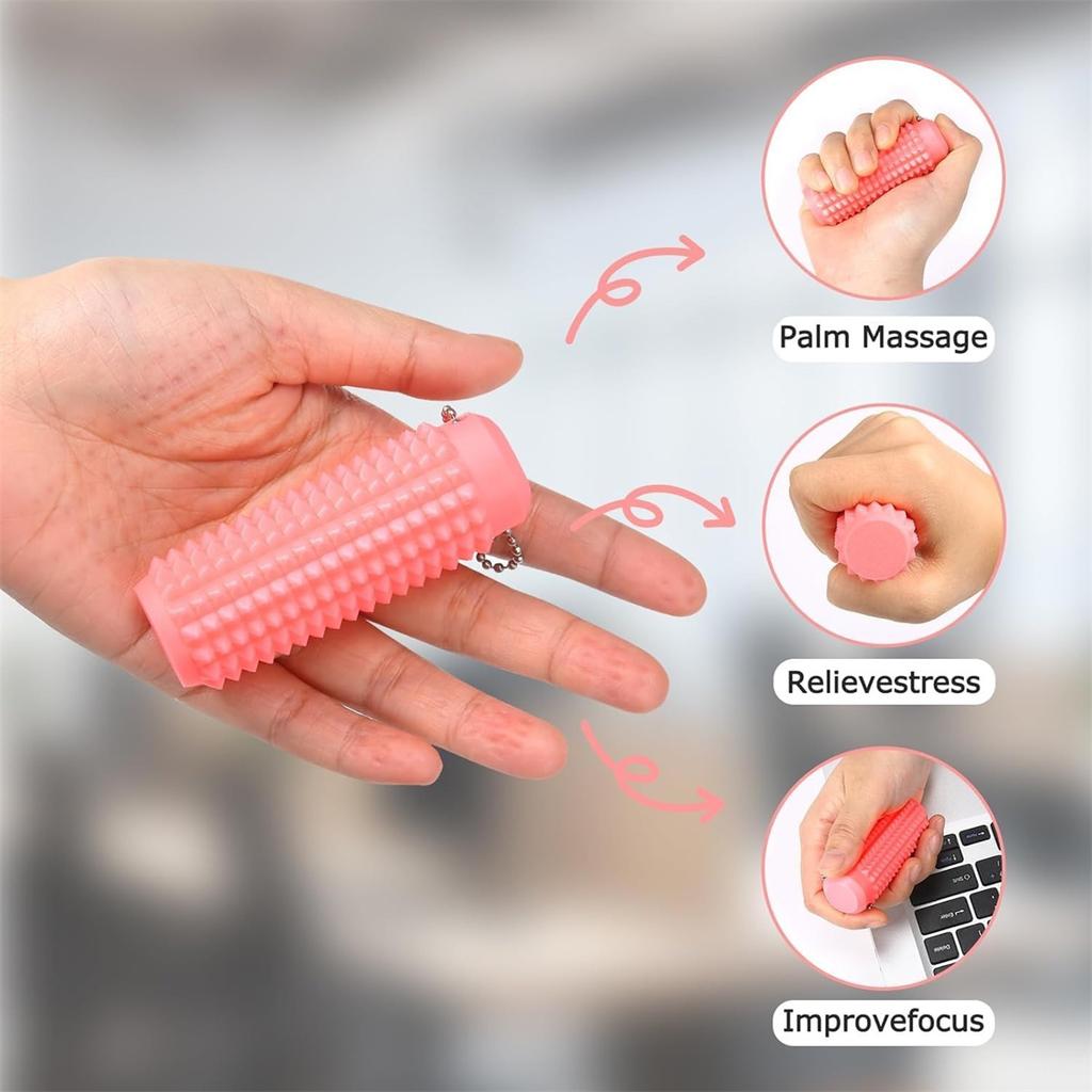 Schmerzstimulierendes Fidget Spielzeug Reduziert Stress Roller für Erwachsene Stacheliger Fidget Schlüsselanhänger für Angst Sensorisches Spielzeug Neuheitsgeschenke für Freunde