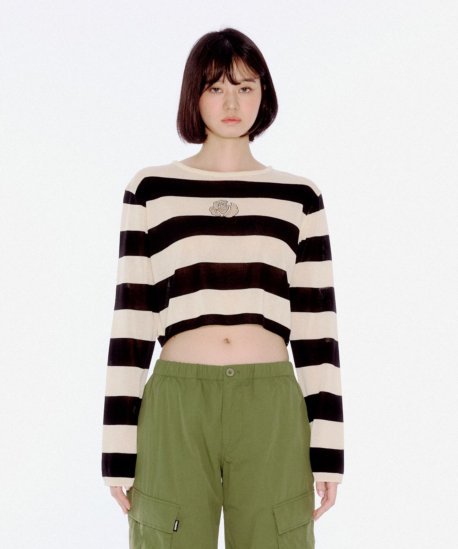 Yuhee Stripe Flower Knit Black Black/Free