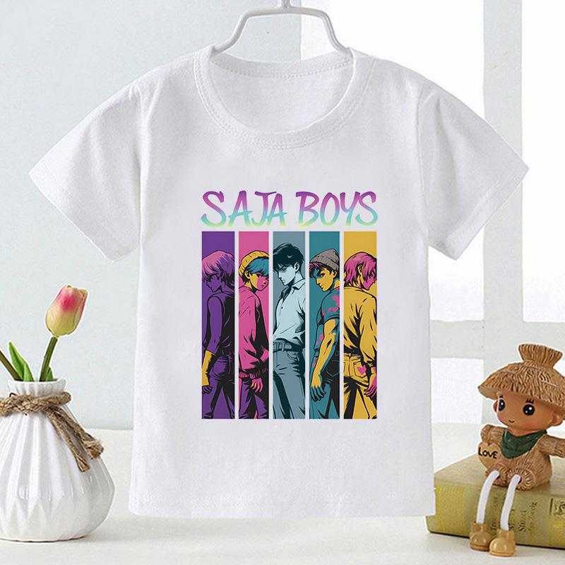 Kpop Demon Hunters Saja Boys Print Casual Kids T Shirt Girls New Summer Tops Fashion Baby Clothes Children Short Sleeve T-shirts