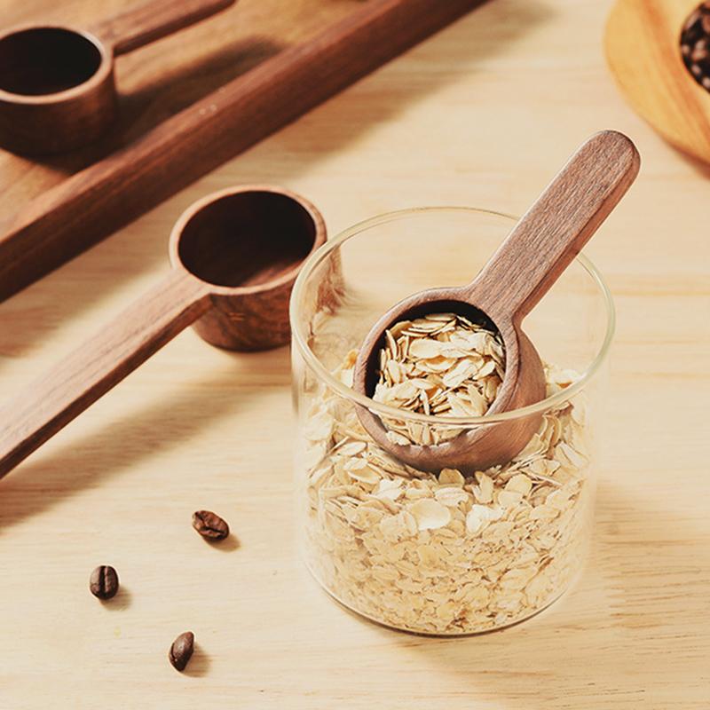 Coffee Measuring Scoop Walnut Wooden Coffee Spoon Kitchen Measuring Tablespoon Sugar Spice Powder Spoon Coffee Accessories Tools