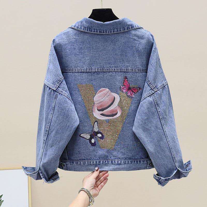 Spring Autumn New Denim Jacket Women Short Paragraph Slim Slimming Hole Embroidered Denim Female Clothing Overcoat