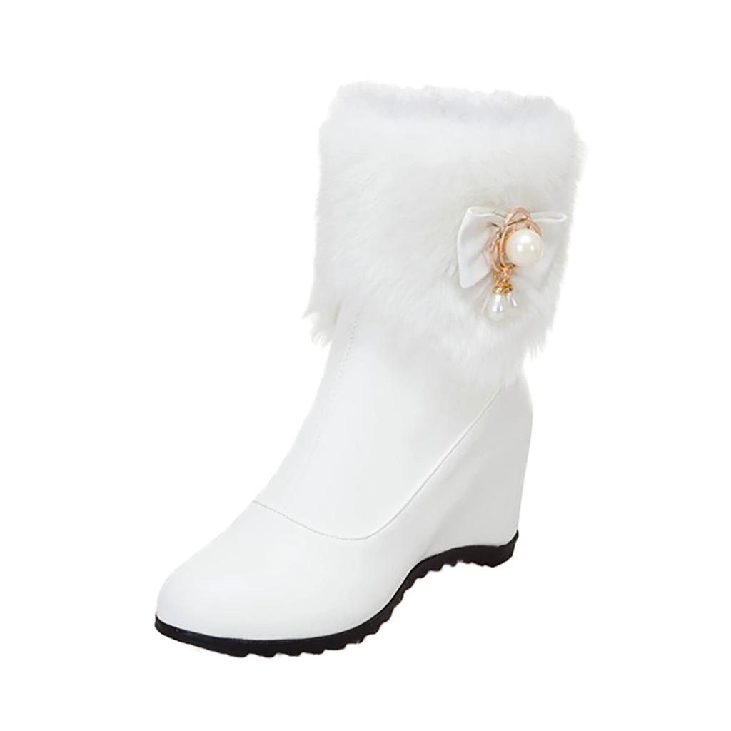 Fashion Leather Pointed Side Zipper Platform High Top Mid-Heel Round Toe Comfortable And Durable Rider Boots Botas De Nieve