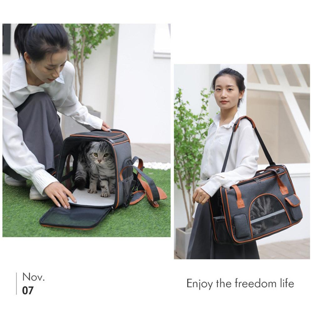 Dog Travel Bag Jiuti Is Also Easy Dark Gray Cat Backpack Single Shoulder Handbag Cat Bag Soft Texture Blue Pet Tote Bag