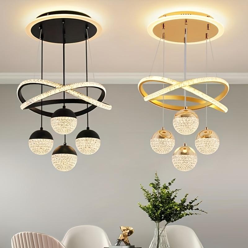 LED Dining Room Lamp Modern Simple Four Head Acrylic Ball Chandelier