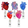 5Pcs Heart-shaped Acrylic Badge Reel Secure Nurse Badge Holder Clips Convenient Easy Pull Button Cord for Doctor Student