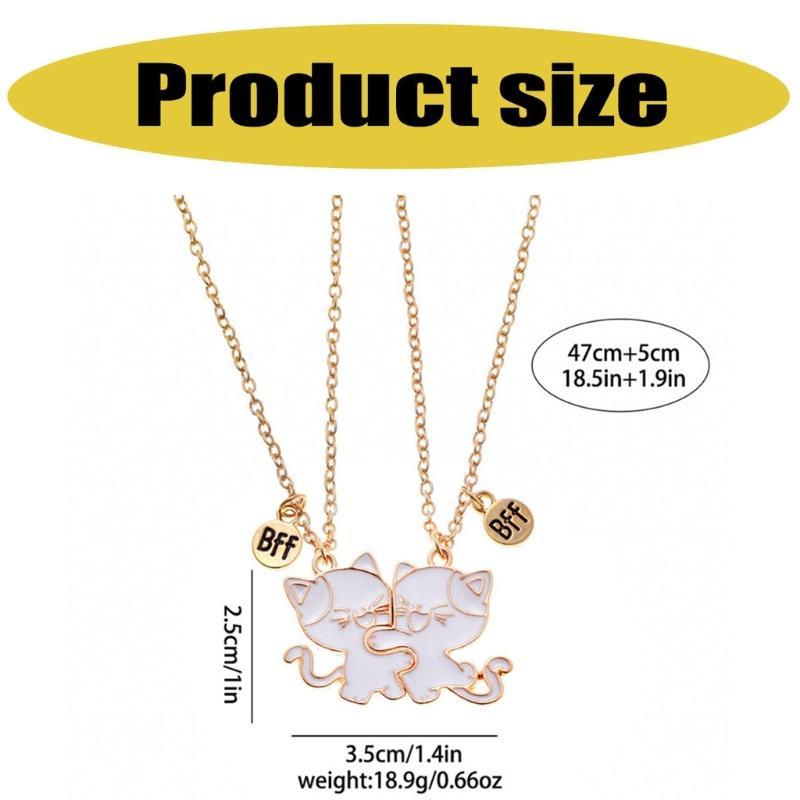 2Pieces Elegant Cats Necklaces Couples Necklace Adjustable Chain Necklace Cats Pendant Necklaces Suitable for Friendship