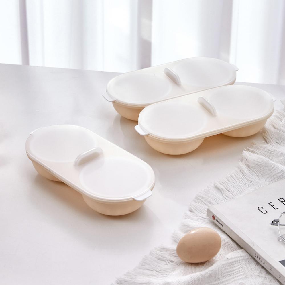 2-grid White Egg Steamer Egg White Separation Steaming Tray, Can Perfectly Cook Eggs In the Microwave