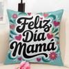 Feliz Dia MaMa Cushion Cover Natural Linen Organic Fabric DoubleSided Printing Couch Pillow Covers Home Decor