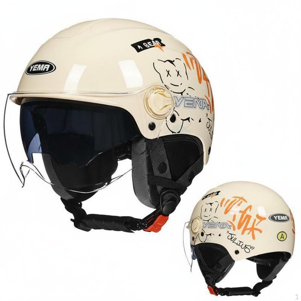 Motorcycle Half Helmet FourSeason Lightweight ImpactResistant Headwear for Women, Commuters,