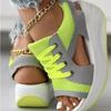 Large size sandals women's summer models new rocking bottom women's sandals muffin thick-soled lace-up sandals
