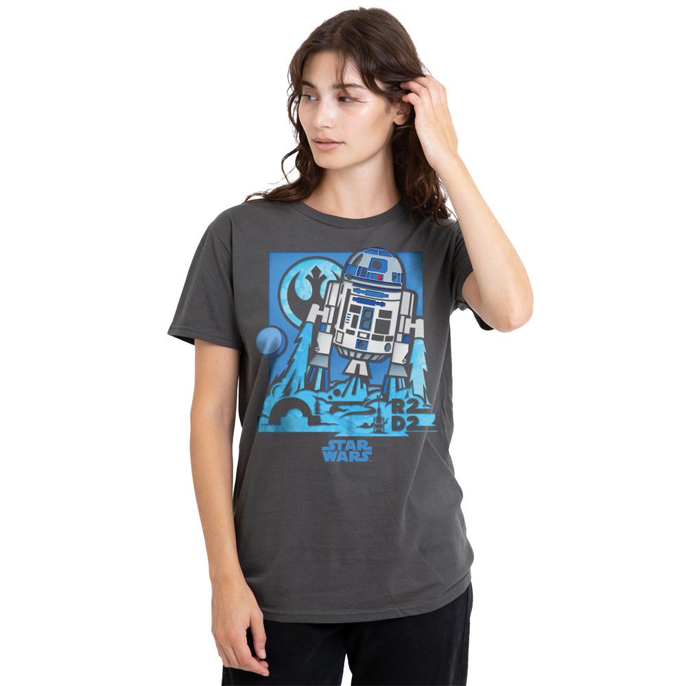 STAR WARS Womens/Ladies Papercut R2-D2 T-Shirt