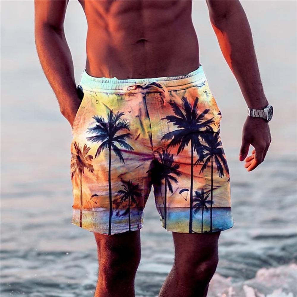 Men s Coconut Tree Graphic Prints Swimming Trunks Board Shorts Swim Shorts Mid Waist Hawaiian Boho Casual Daily 2XL