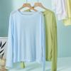 Q Korean Version Ins Versatile Long-sleeved White T-shirt Women's Loose Perspective Thin Ice Silk Pullover Sunscreen Blouse Top
