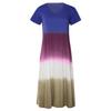 Women's Casual Gradient Color Blocking Print V-Neck Sexy Short-Sleeved Dress